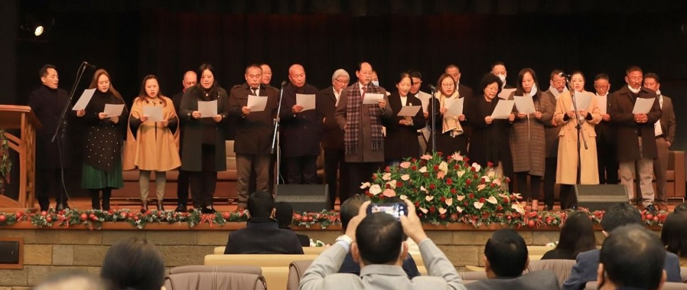 Nagaland legislators and their wives presenting a song during the advent Christmas celebration on December 12. (DIPR Photo)